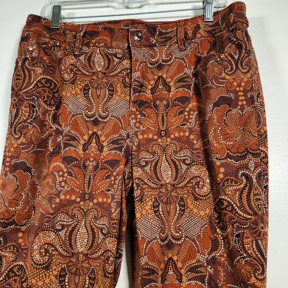 CHICOS The Platinum Jegging Womens 1 | US M | Orange Black Paisley Boho Western - Picture 7 of 12